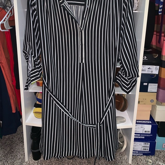 LOFT Striped Tie Waist Dress - Picture 4 of 5
